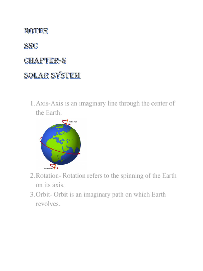 SSC Notes Solar System | PDF