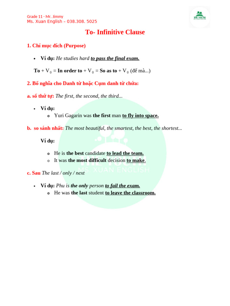 To Infinitive Clause | PDF