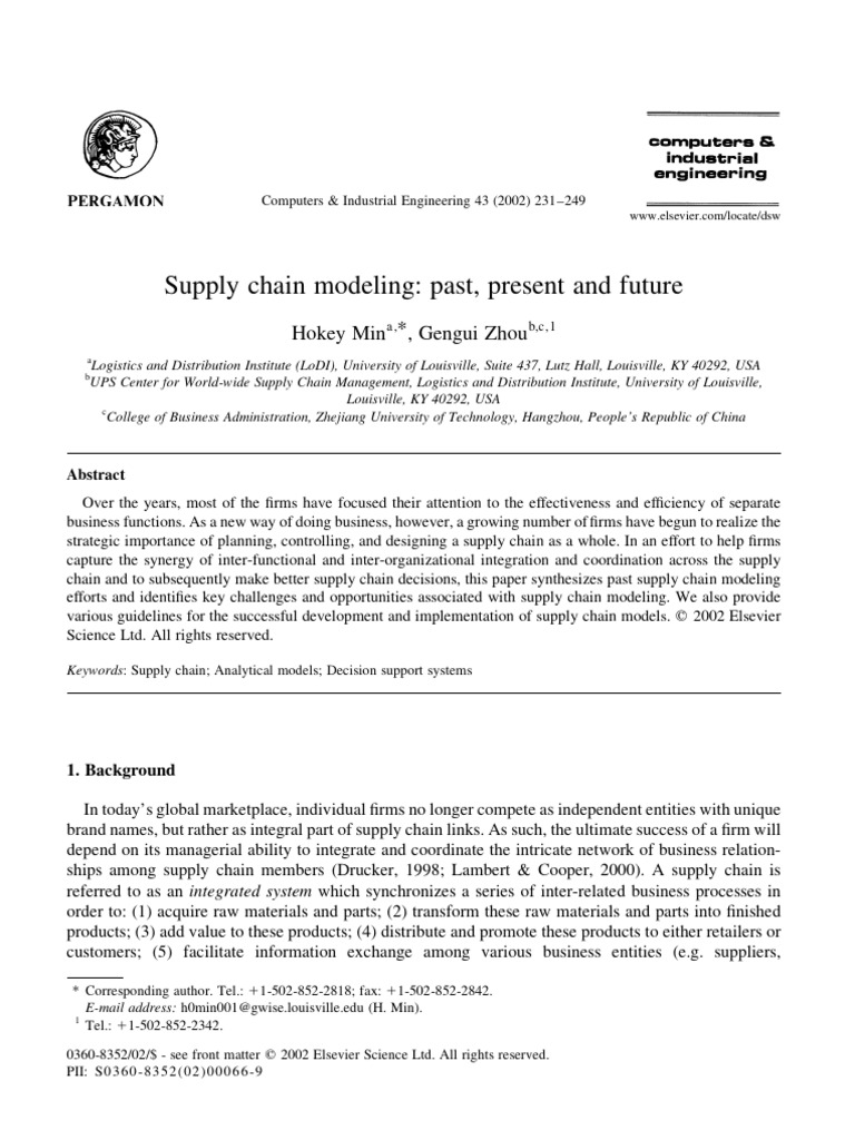 Supply Chain Modeling Past, Present and Future PDF | PDF | Supply Chain ...