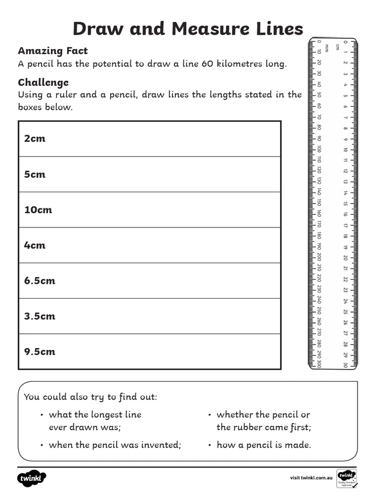 Draw and Measure Lines Worksheet | PDF
