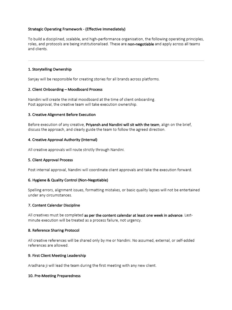 Strategic Operating Framework | PDF