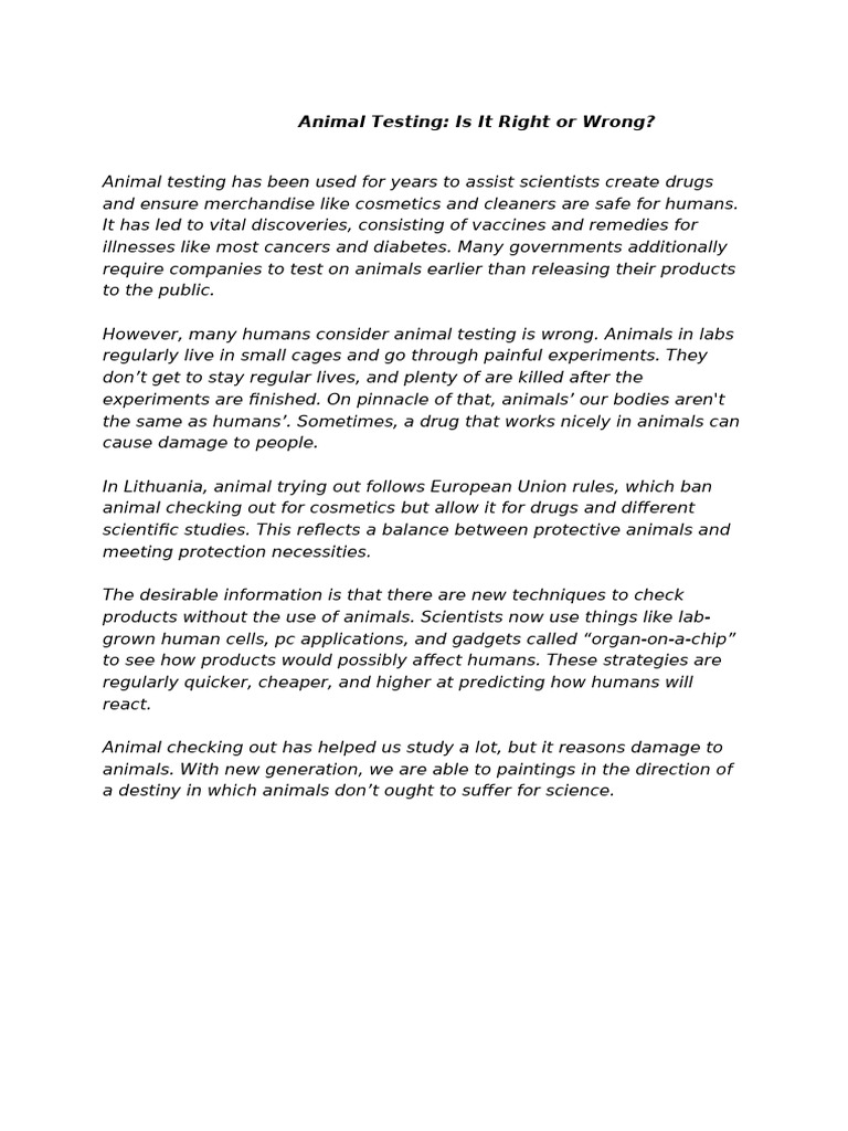Animal Testing Is It Right or Wrong | PDF
