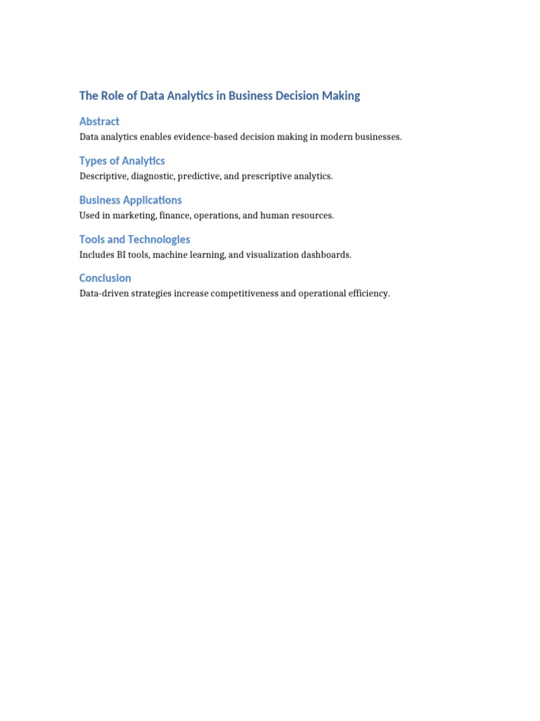 Data Analytics Business | PDF