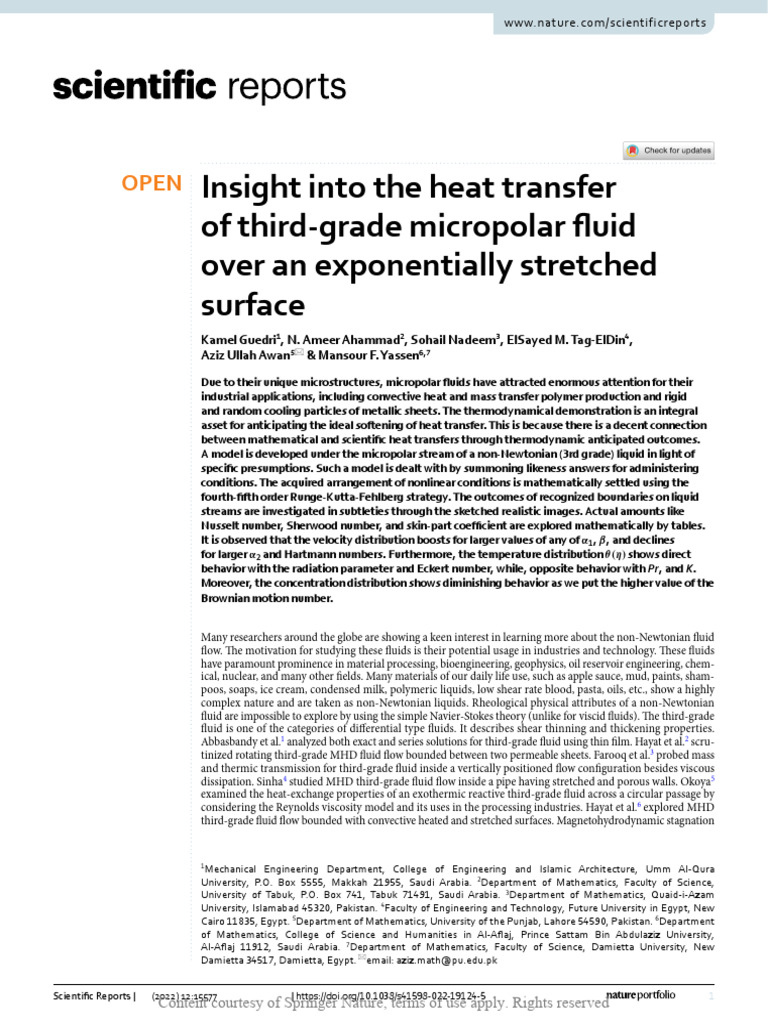 Insight Into The Heat Transfer of Third-Grade Micr | PDF | Heat ...