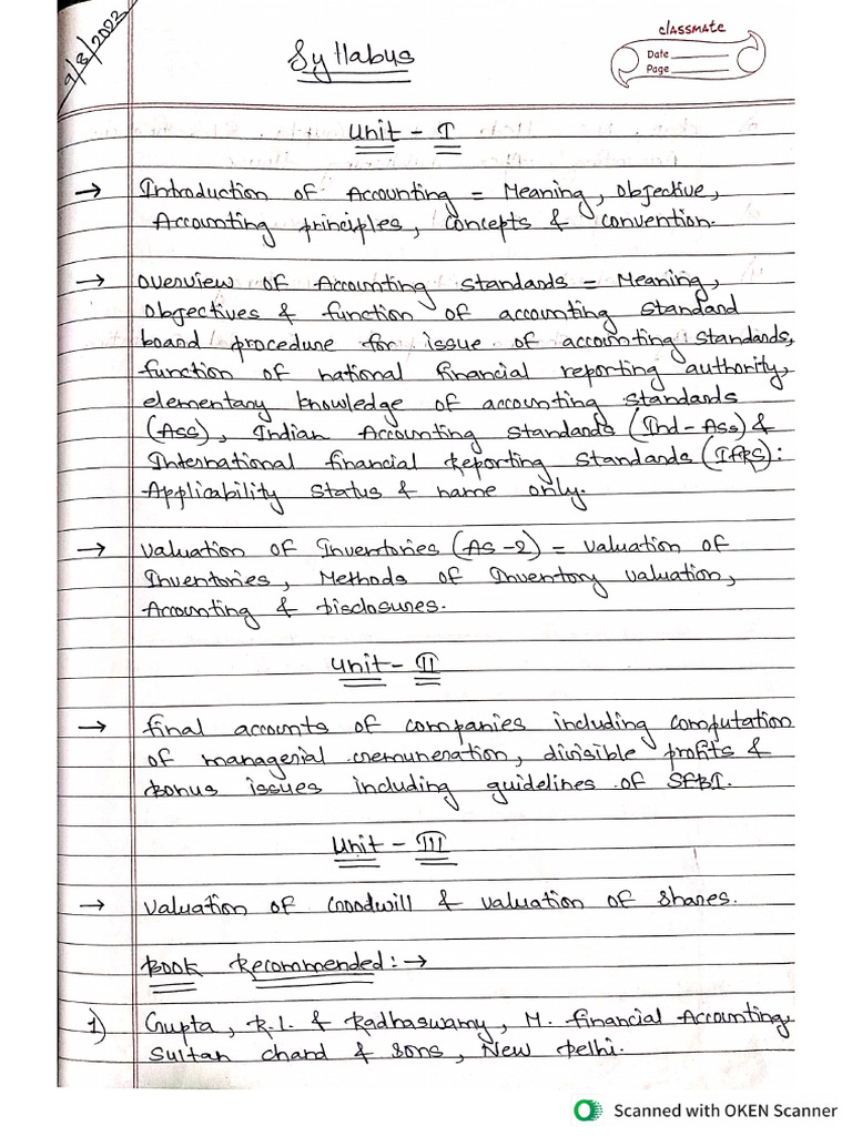 1st Year Account Notes 1 | PDF