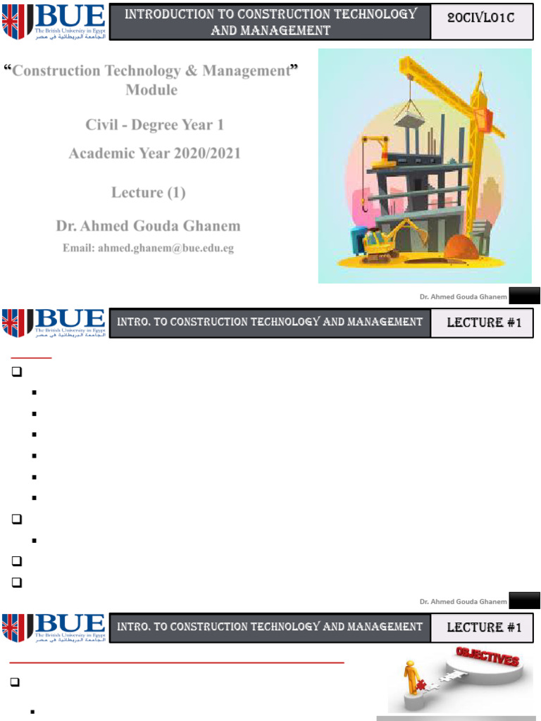 Lecture 1 - Introduction To ConstructionTechnology and Management | PDF ...
