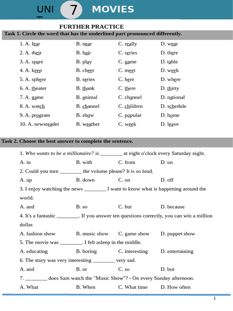 Grade 6 - U7 - Further Practice | PDF