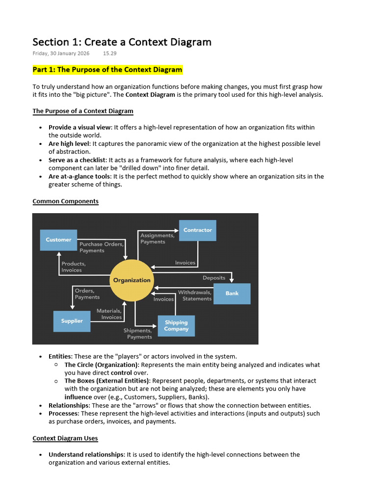 Section 1 Create A Context Diagram | PDF | System