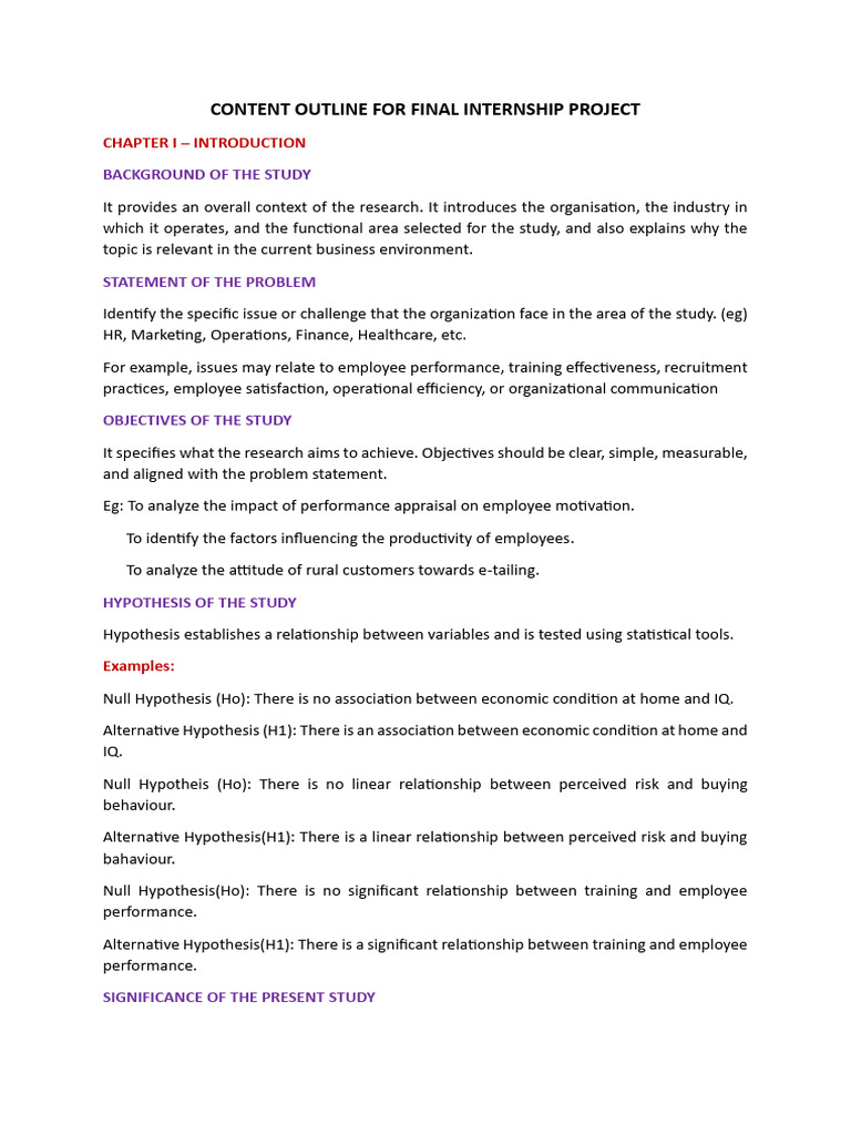 Content Outline For Final Internship Project | PDF | Statistics ...
