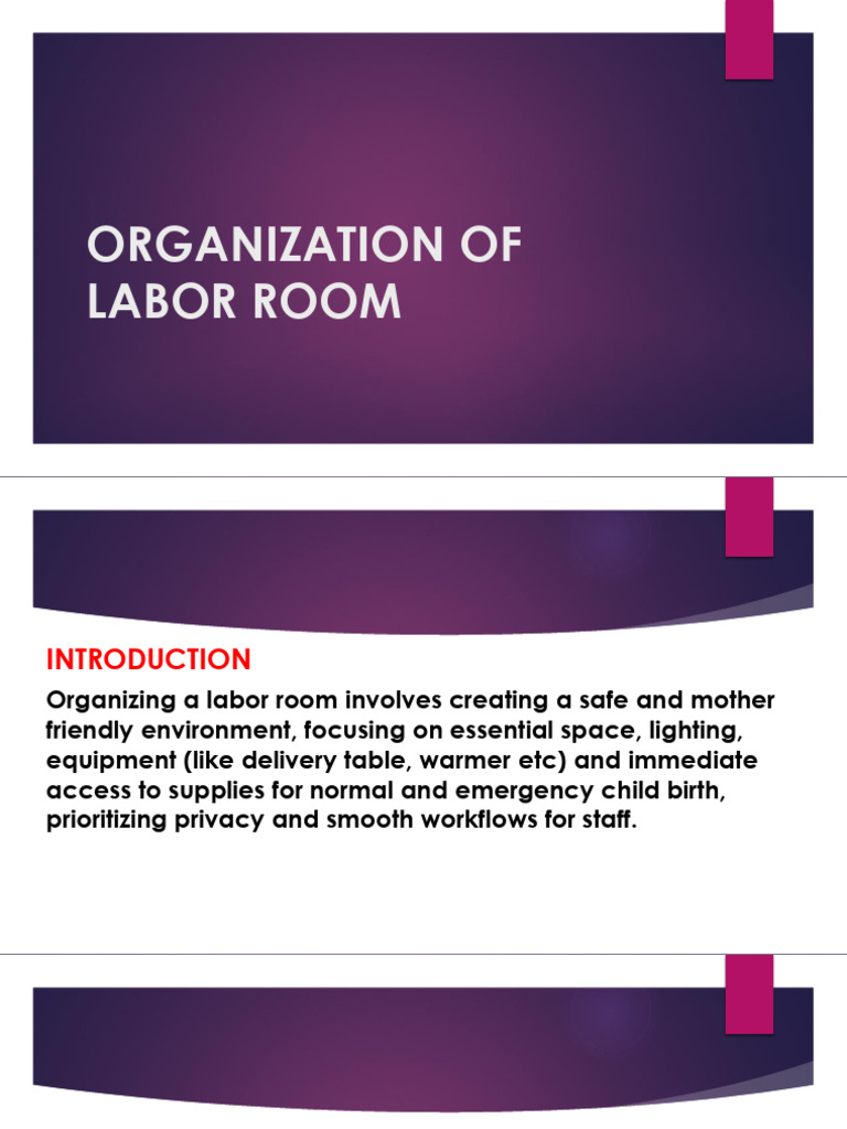 Organization of Labor Room | PDF | Childbirth | Mammalian Pregnancy