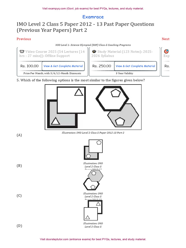IMO Level 2 Class 5 Paper 2012 13 Part 2 | PDF | Software