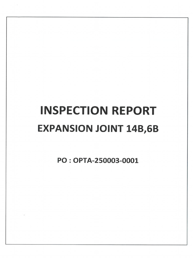 Expansion Joint Inspection Report OPTA-250003 | PDF