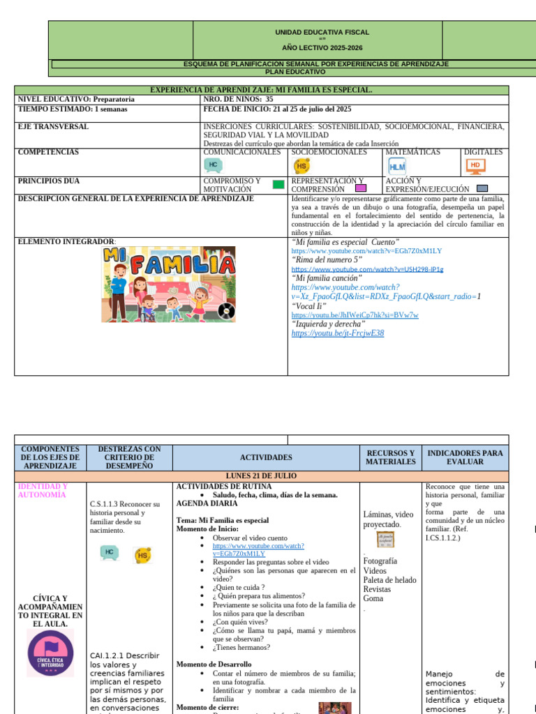 Semana 12 Mi Familia Es Especial | PDF
