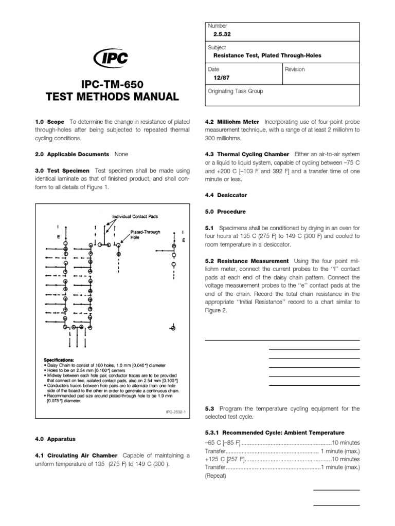 IPC-TM-650 Test Methods Manual | PDF | Electrical Resistance And ...