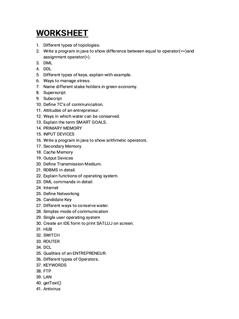 It Worksheet | PDF