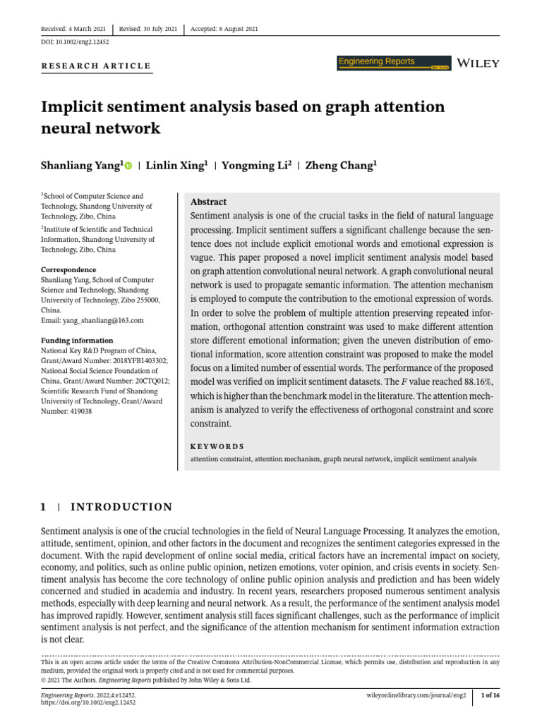 Implicit Sentiment Analysis Based On Graph Attenti | PDF | Applied ...