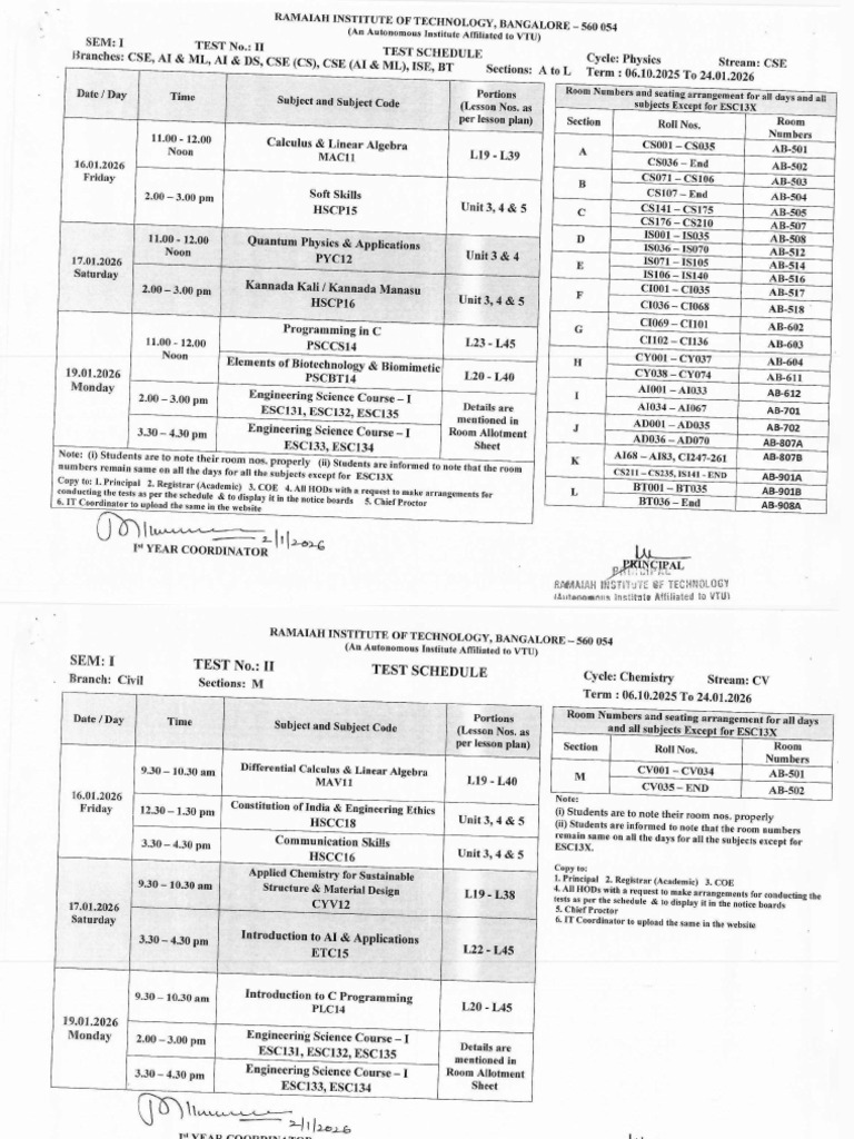 2nd CIE Time Table | PDF