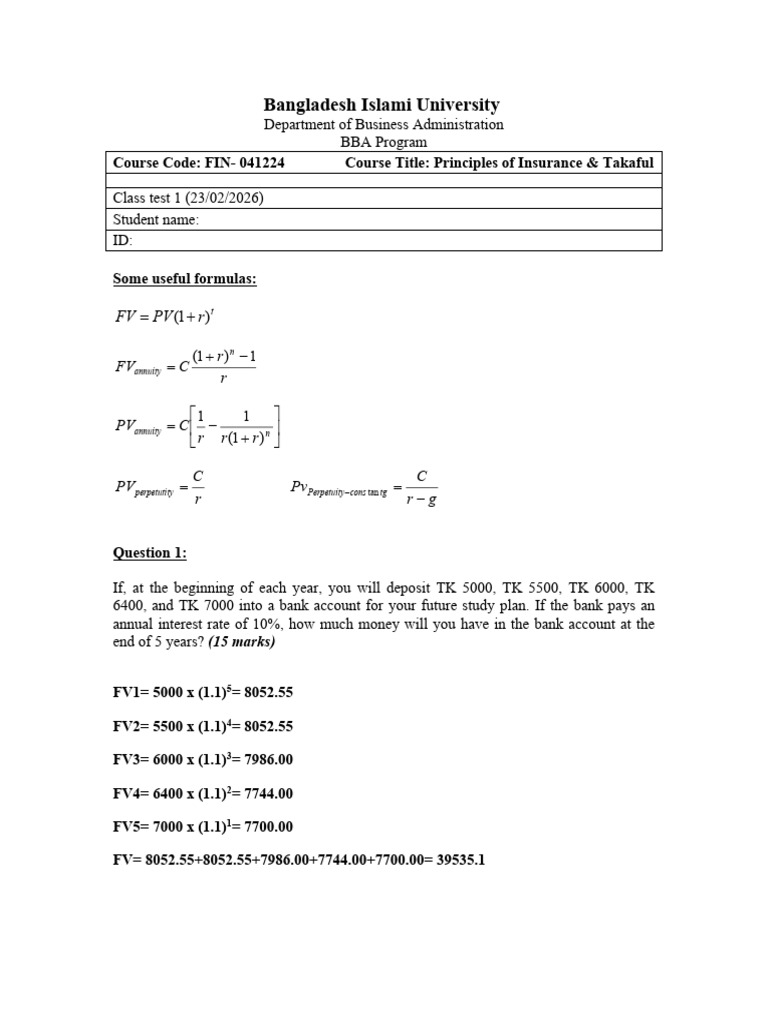 Class Test Solution | PDF | Interest | Political Economy