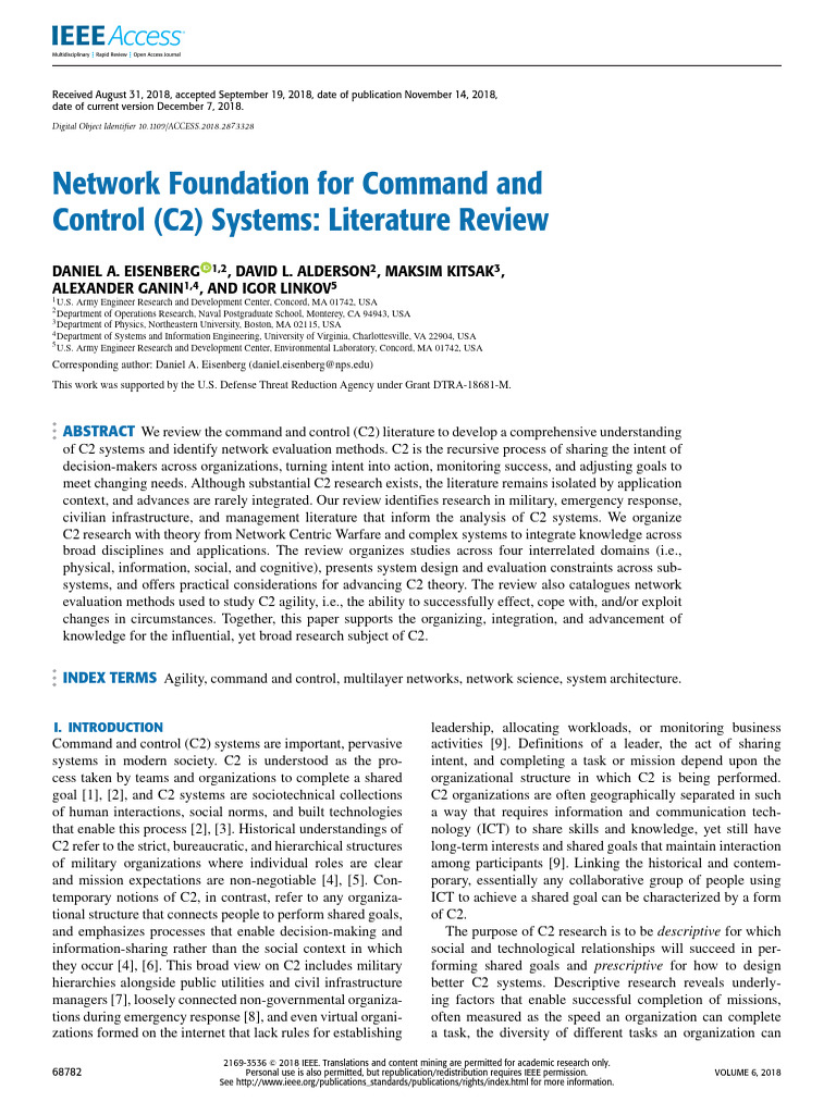 Network Foundation For Command and Control C2 Systems Literature Review ...
