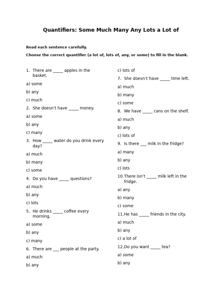 Quantifiers Some Much Many Any Lots A Lot of 159894 | PDF | Chess ...