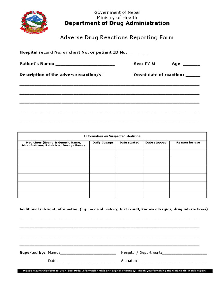 ADR Reporting Format. | PDF