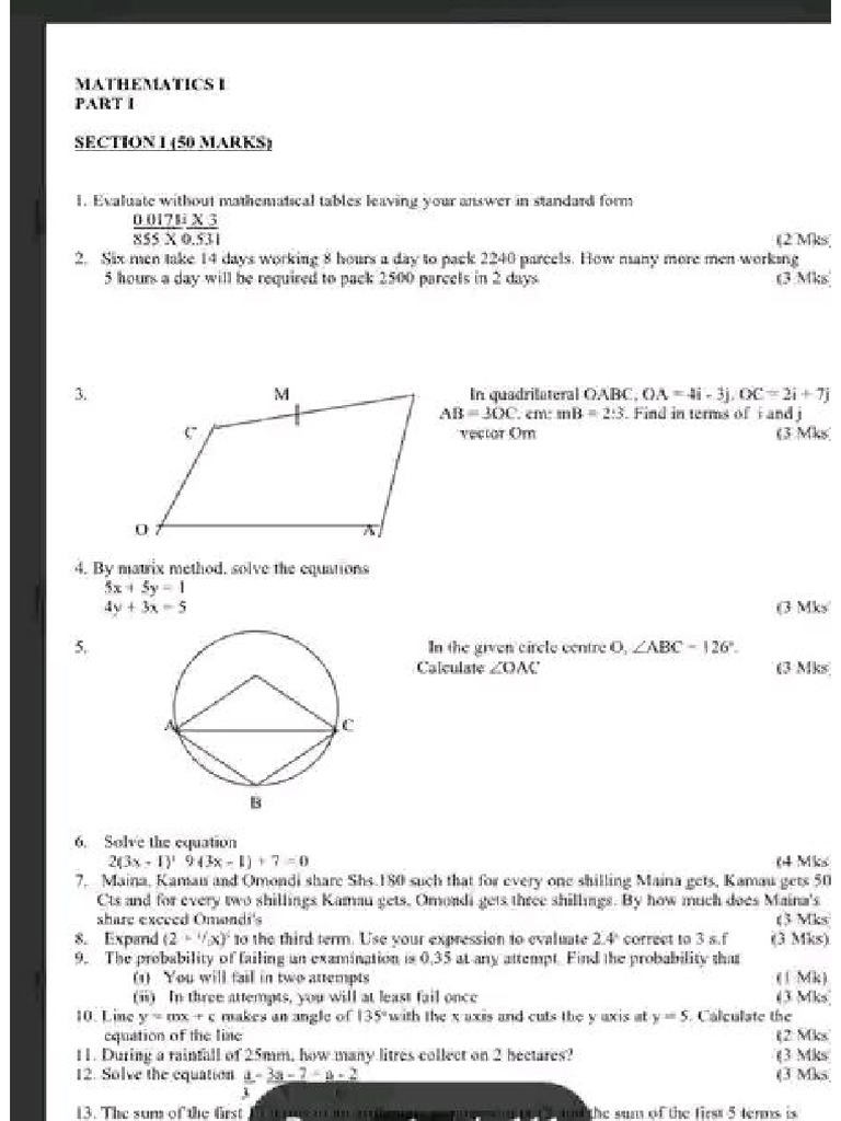 Mathematics Paper 2 Revision Examination 3 | PDF