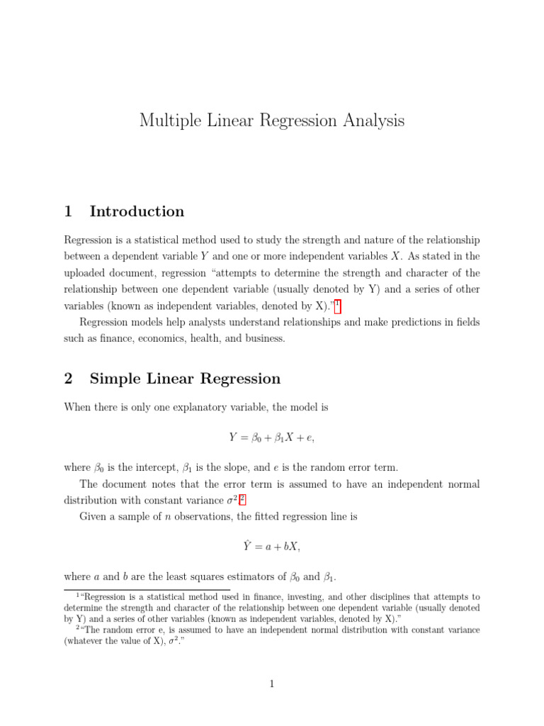 Multiple Linear Regression | PDF | Linear Regression | Coefficient Of ...