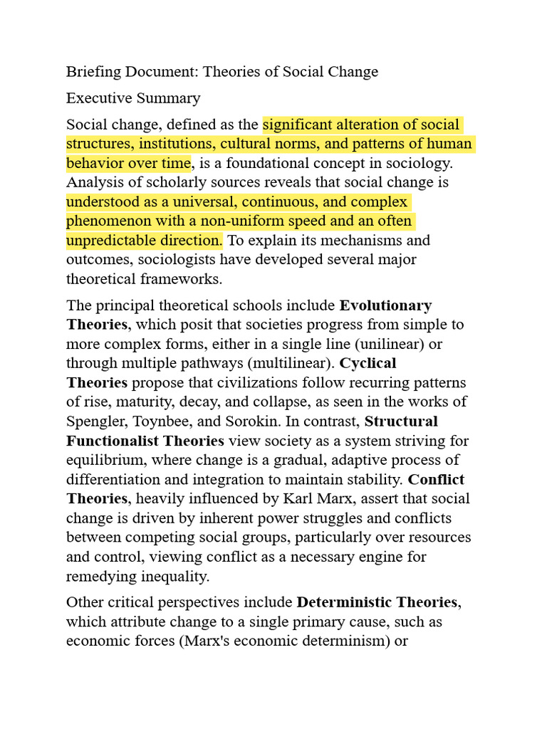 Theories of Social Change | PDF | Society | World Systems Theory