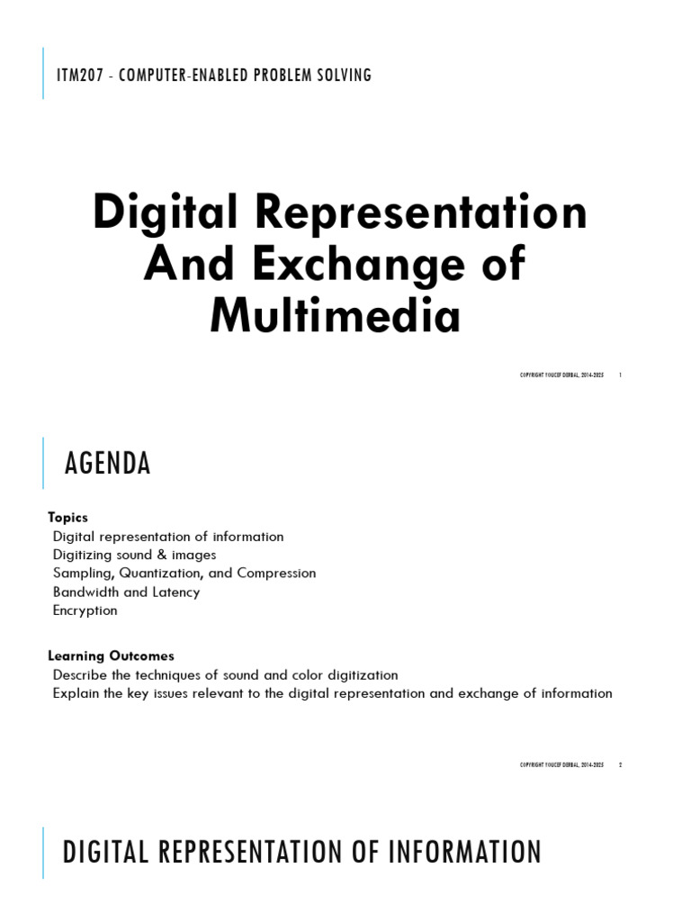 Lecture 3 - Digital Representation of Multimedia | PDF | Data ...