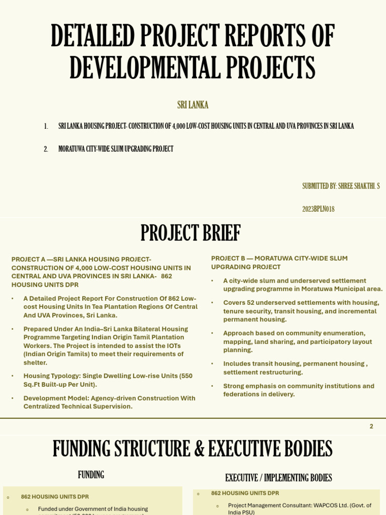 Detailed Project Reports of Developmental Projects | PDF | Slum