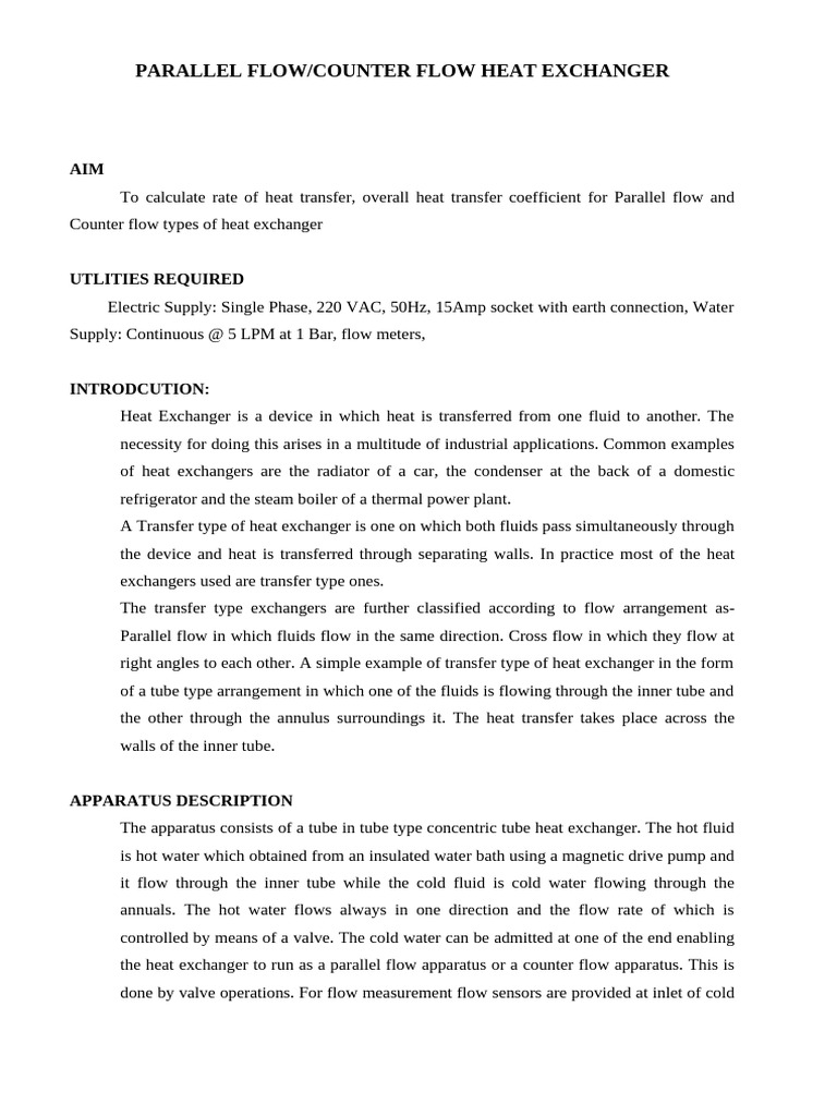 Exp 2 Parallel and Counter Flow | PDF | Heat Exchanger | Water Heating