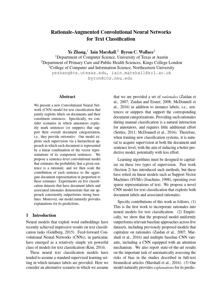 Rationale-Augmented Convolutional Neural Networks For Text ...