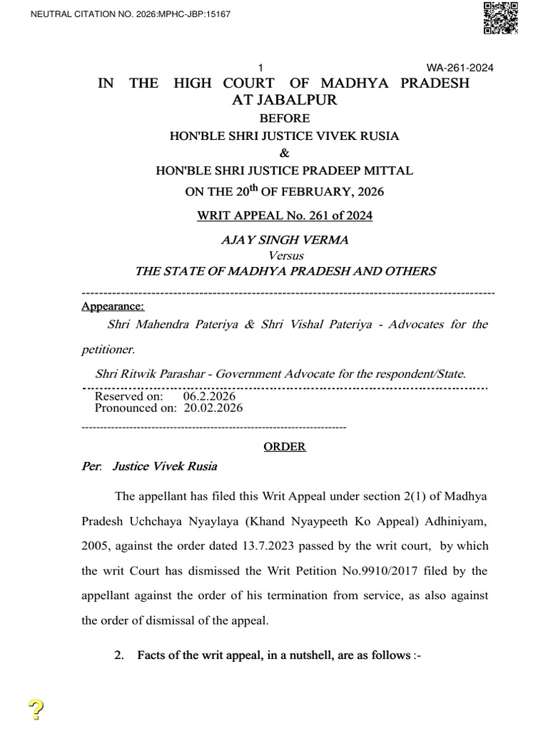 Ajay Singh Verma V State of MP 2129661 | PDF | Appeal | Standard Of Review