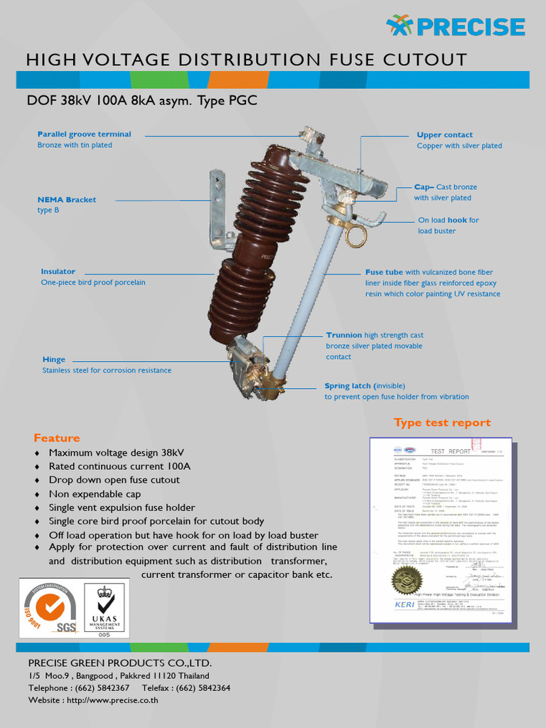High Voltage Distribution Fuse Cutout: DOF 38kV 100A 8ka Asym. Type PGC ...