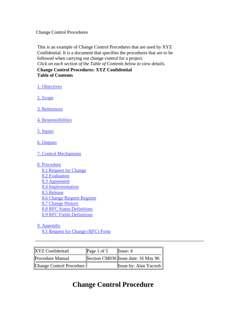 Change Control Procedures | PDF