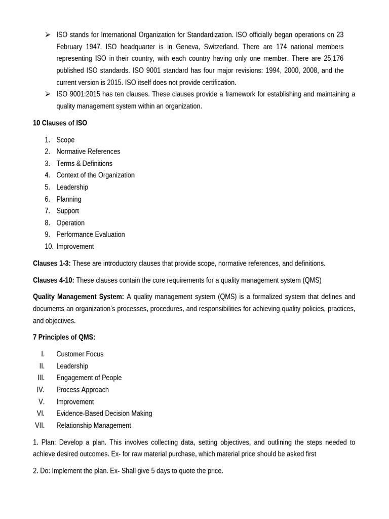 10 Clauses of ISO | PDF | Audit | Quality Management System