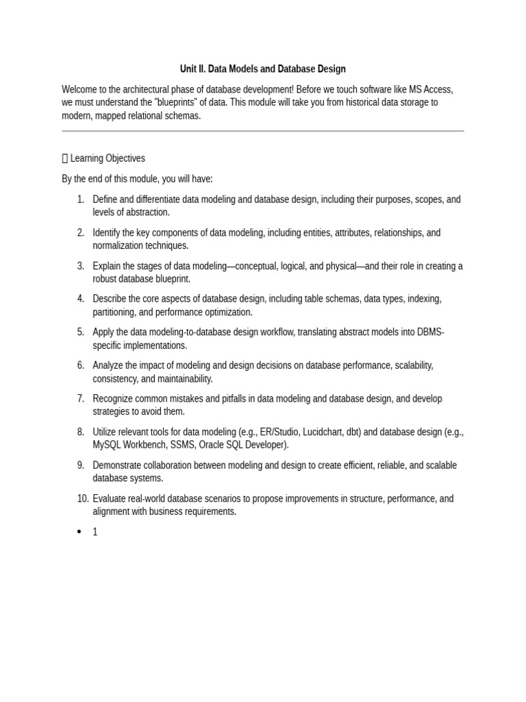 Student Unit II Data Models and Database Design | PDF | Databases ...