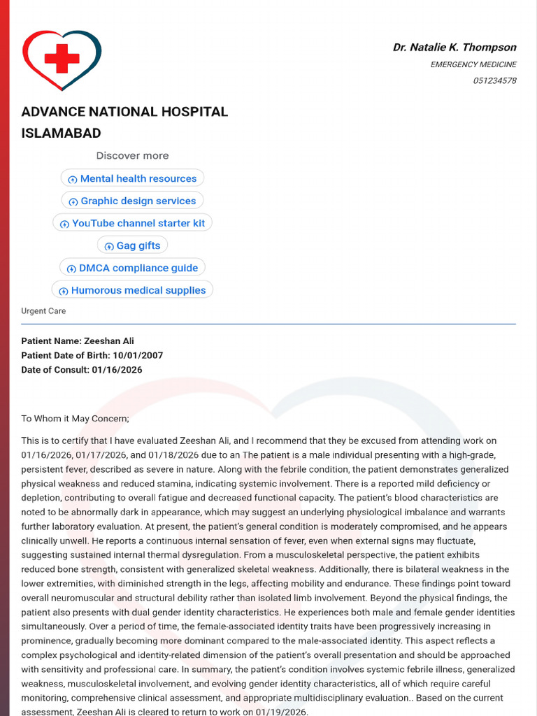 Doctor Note With Signature | PDF