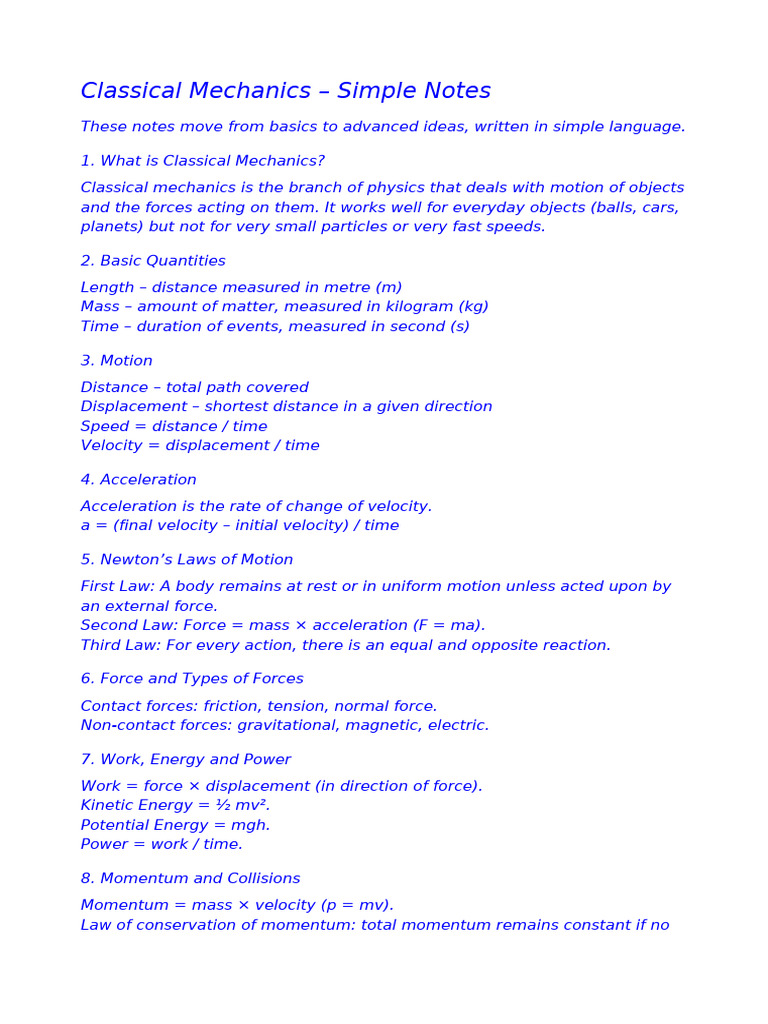 Classical Mechanics Notes Blue Pen | PDF