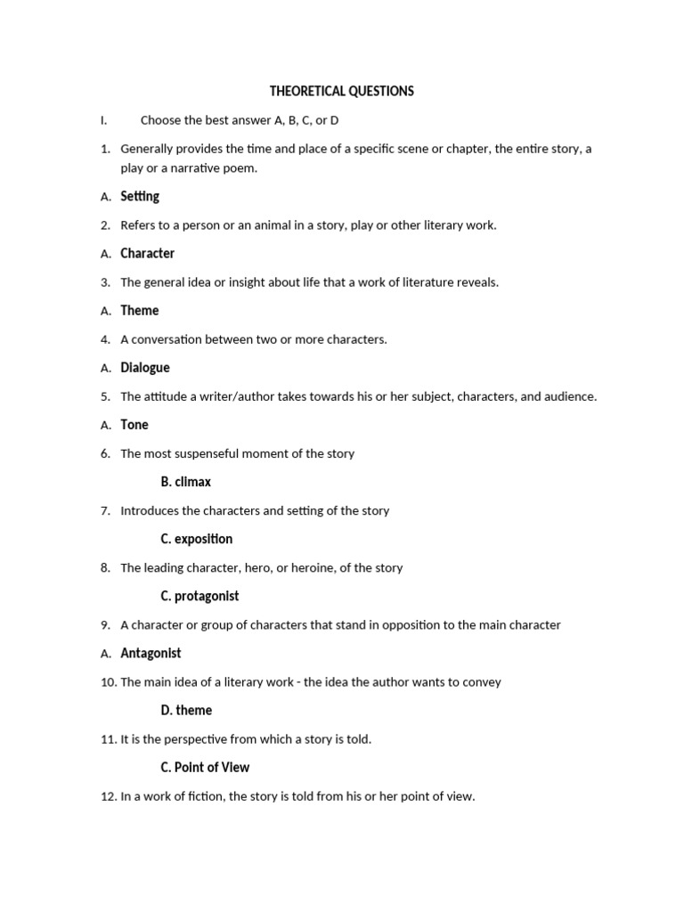 Theoretical Questions | PDF | Narration | Literary Theory