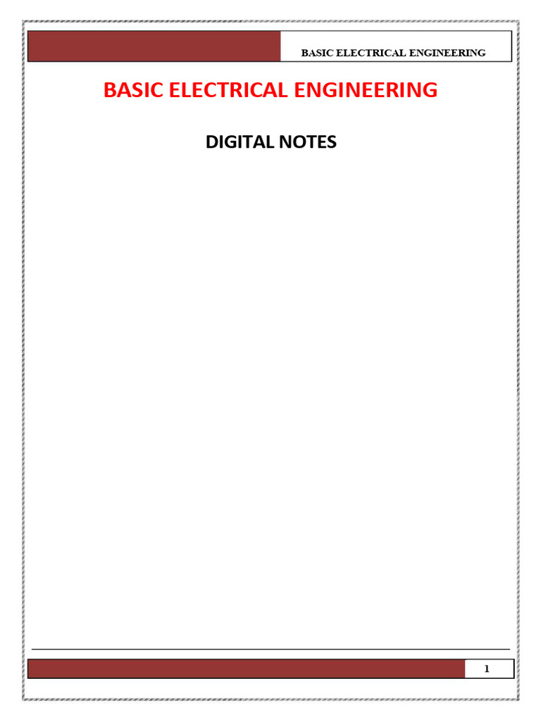 Basic Electrical Engineering R 20 - Edited 1 10 | PDF | Electric ...