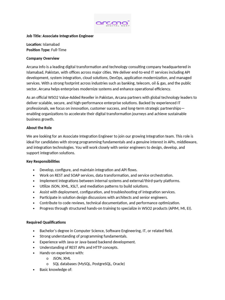 JD - Associate Integration Engineer | PDF | Computing | Software ...