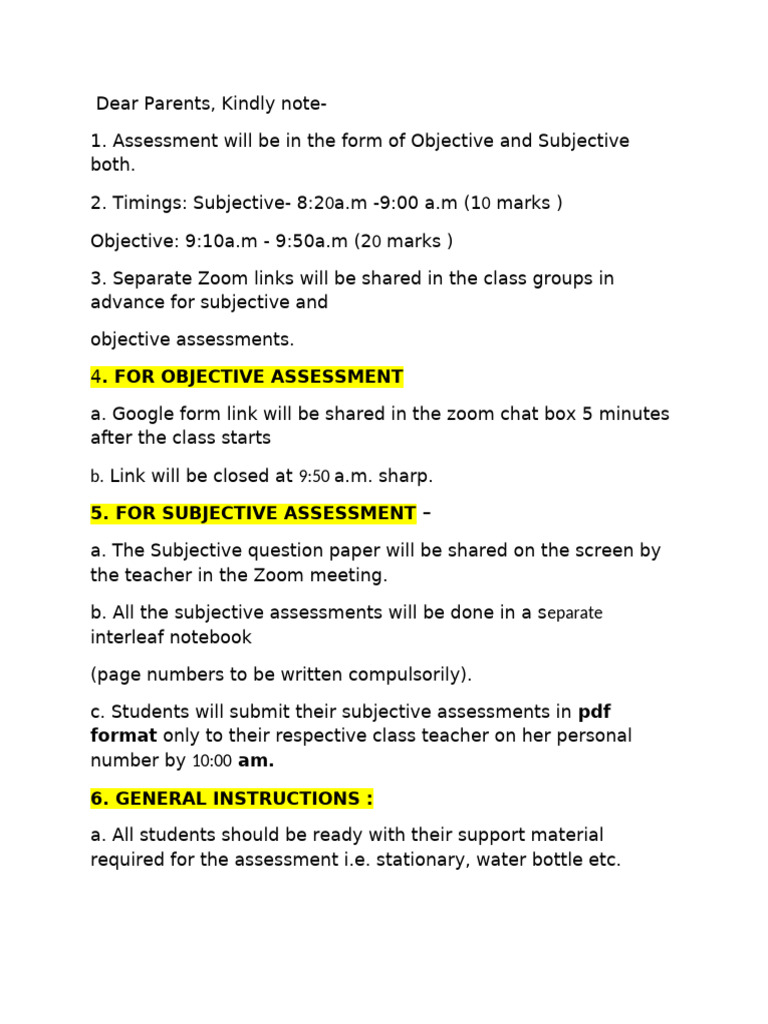 Assessment Instructions | PDF