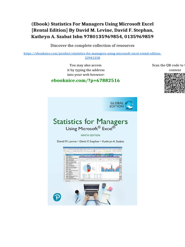 Ebook) Statistics For Managers Using Microsoft Excel (RENTAL