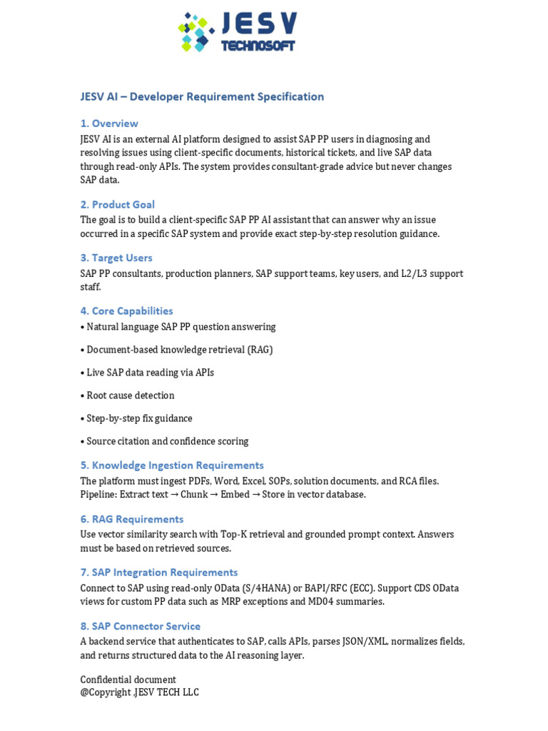 JESV AI Developer Requirements Draft | PDF | Databases | Software ...