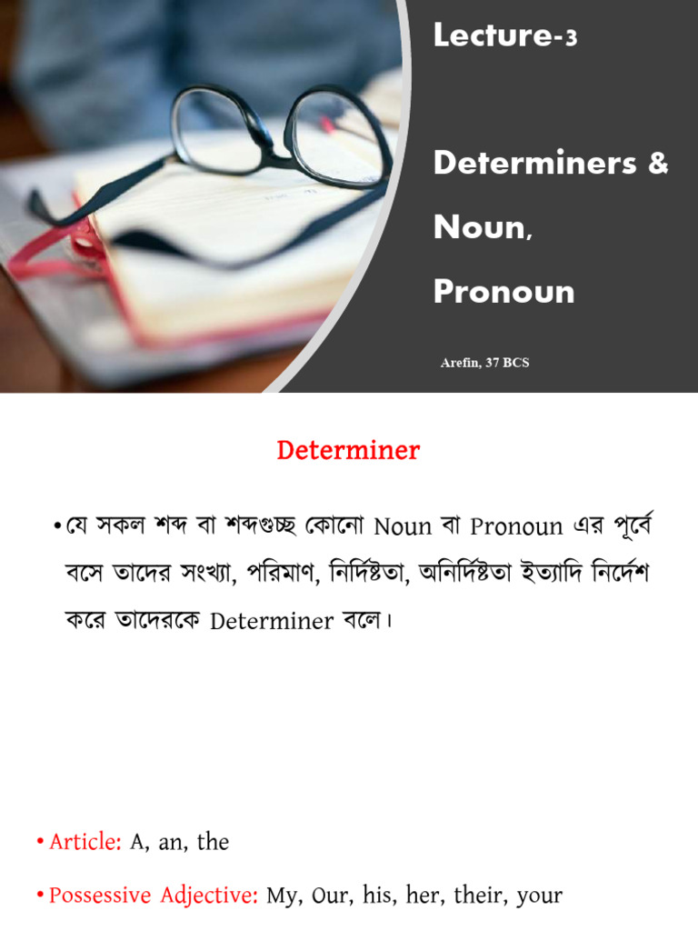 English Grammar Lecture 3 Determiner, Noun Pronoun Compressed 1 | PDF ...