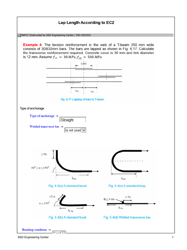 Ch6 Example 4 Lap Length According To EC2 | PDF | Strength Of Materials ...