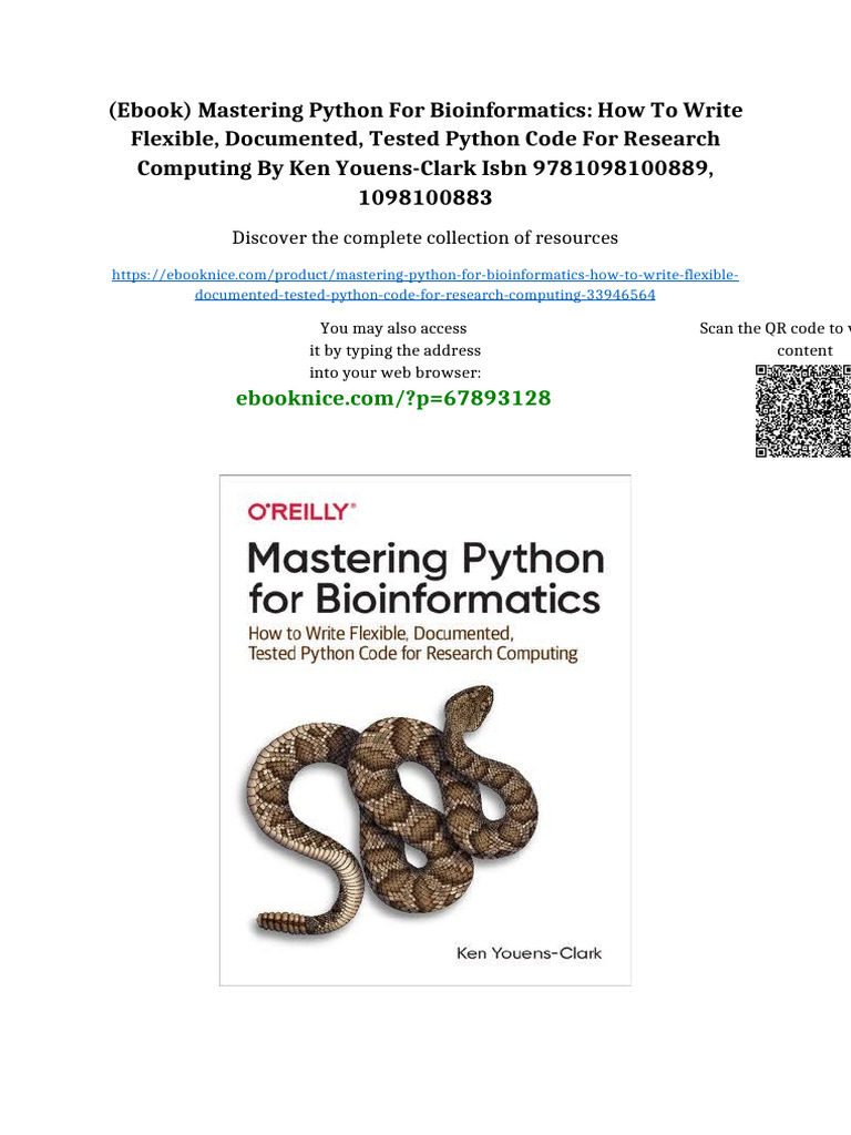 (Ebook) Mastering Python For Bioinformatics: How To Write Flexible ...