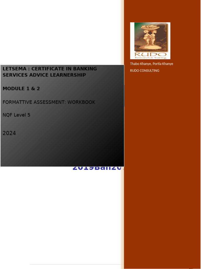 Letsema Module 1&2 Wookbook | PDF | Banks | Private Sector