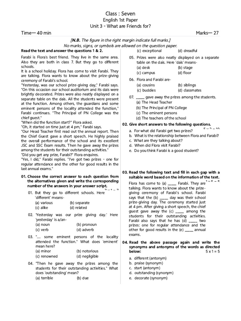 English 1st Paper - Exam | PDF | Language Mechanics | Linguistic Typology